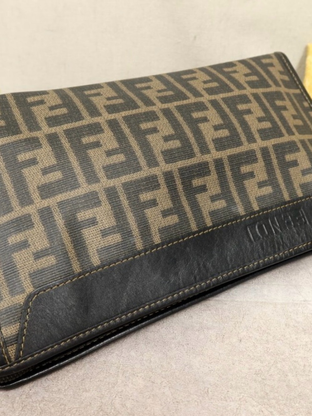 Fendi Brown and Black FF Logo Clutch Wallet